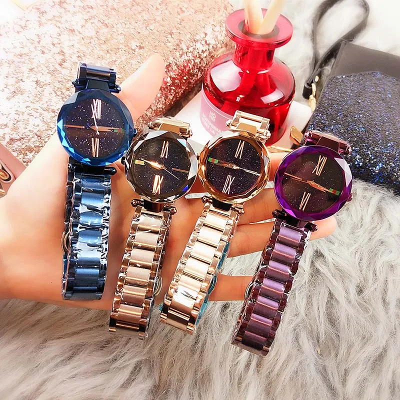 

Ladies Magnetic Starry Sky Clock Luxury Women Watches Fashion Diamond Female Quartz Wristwatches Relogio Feminino Zegarek Damski