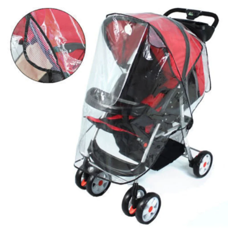 

Stroller Rain Cover Universal Size Transparent Waterproof Wind Dust Shield Zipper Open For Baby Strollers Raincoat