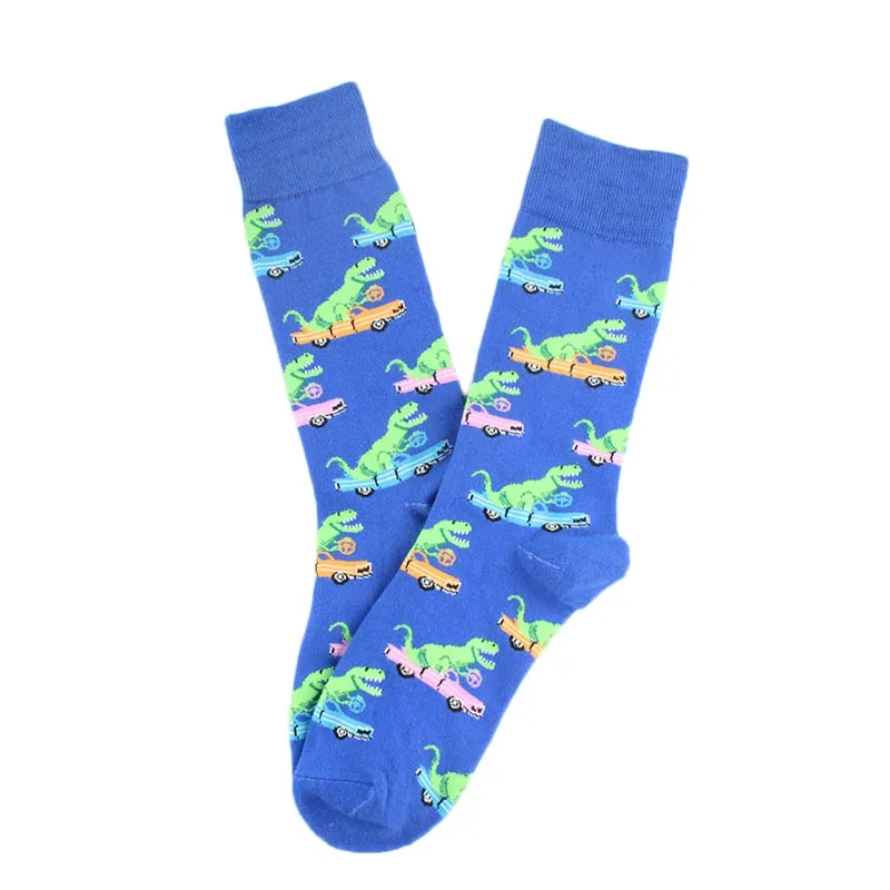 В Стиле Хип-хоп креативные забавные носки с рисунками счастье хлопок, мужские носки Skarpetki Harajuku, свадебные claetines Hombre Divertidos - Цвет: Тёмно-синий