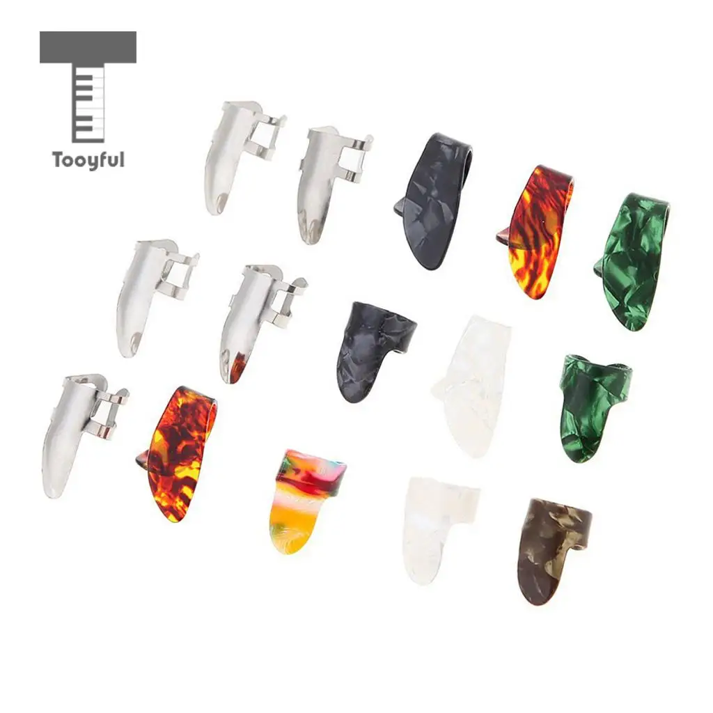 Tooyful Practical Set/15pcs Celluloid Thumb Finger Nail Picks Plectrums with Case Box for Guitar Bass Banjo Mandolin Parts