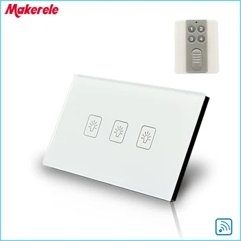 

Remote Touch Switch US Standard 3 Gang1 way Remote Control Light Switch with Remote control