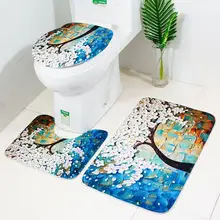 3 шт. унитаз покрытие вид природы Печатный коврик для ванной комнаты Противоскользящий моющийся Туалет крышка u-образный пол для ванной коврики Домашние коврики для ванной