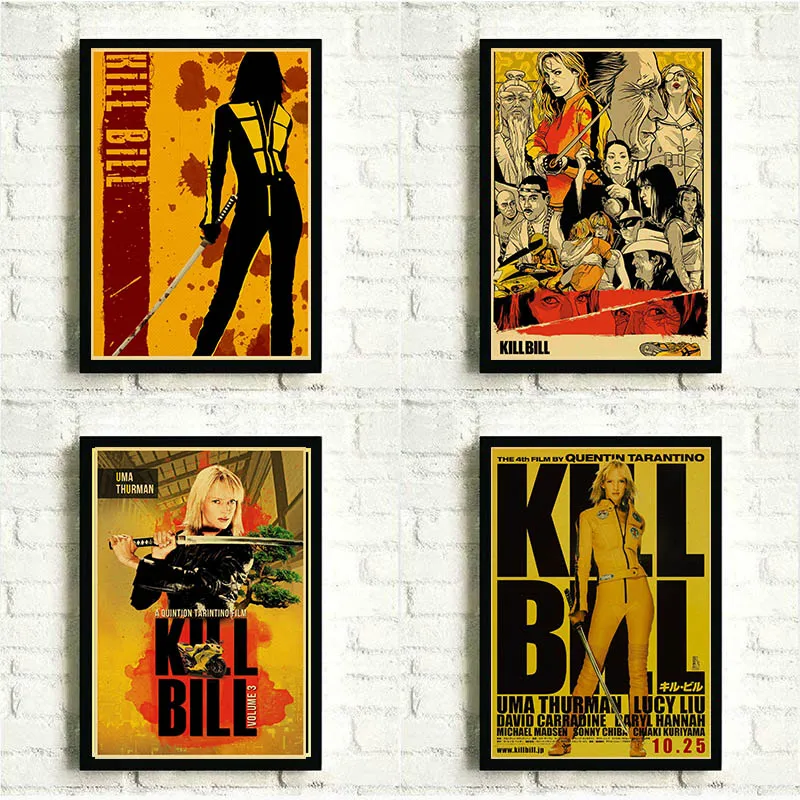 

Quentin Tarantino Classic Movie Poster Kill Bill Vol.1 Retro Kraft Paper Poster Bar Cafe Living Room Dining Room Wall Decorative