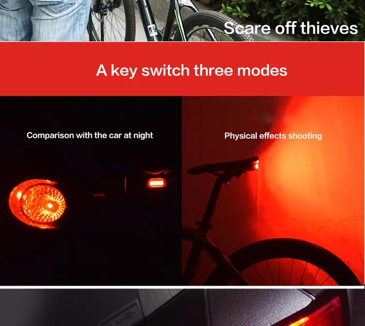 Sale Anti-thift MTB Bike Alarm Rechargeable Bicycle Laser Light Mountain Bike Rear Light Wireless Remote Control Alarm Cycling Lights 11