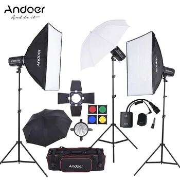 

Andoer Studio Strobe Flash Light Kit with Light Stand Softbox Flash Trigger Carrying Bag for Portrait Photography