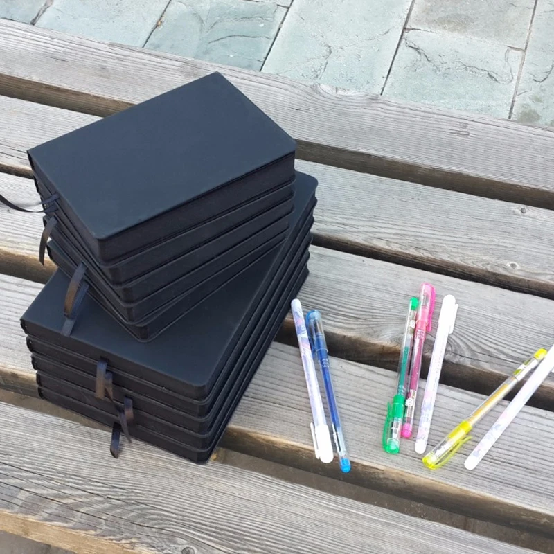 

2018 Trend Stationery PU Leather Nobal Black Notepad Blank Paper Diary Book A5 A6 Notebook Graffiti Book School Office Supplies
