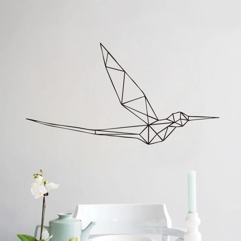 

FARLEOPARD Hummingbird Geometric Decal Home Decor Bedroom Flying Bird Vinyl Wall Sticker Home Decor For kids Room Nursery Decor