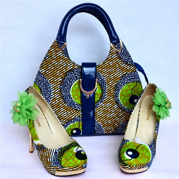 2017 Confortable De Mode Italien Chaussures Assorties Et Sacs Ensembles Vert talon 10 CM Robe Africaine
