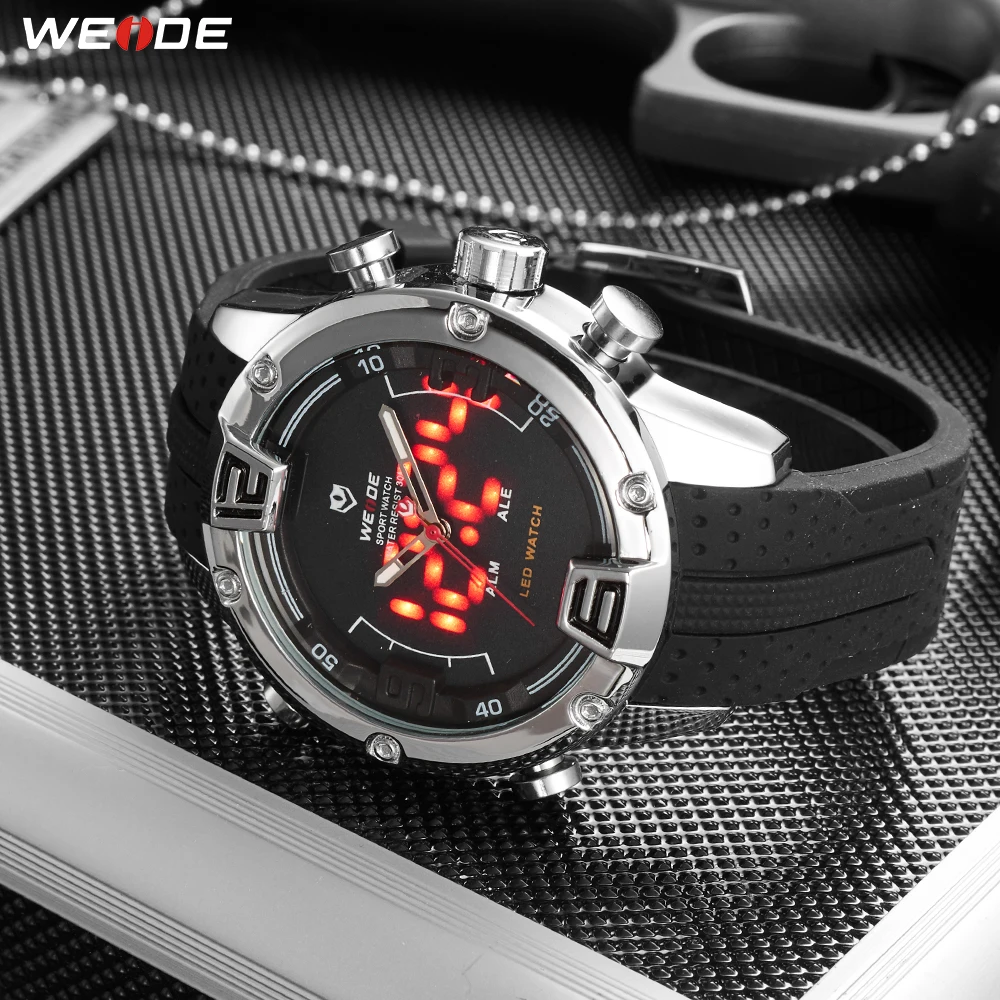 

WEIDE Man Sports Luxury Casual Business Analog led Quartz Movement Clock Military Silicone Strap Wristwatches Relogio Masculino