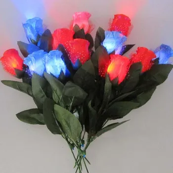 

Flashing Light Up Led Rose Artificial Flowers Wedding Home Bouquet Decor