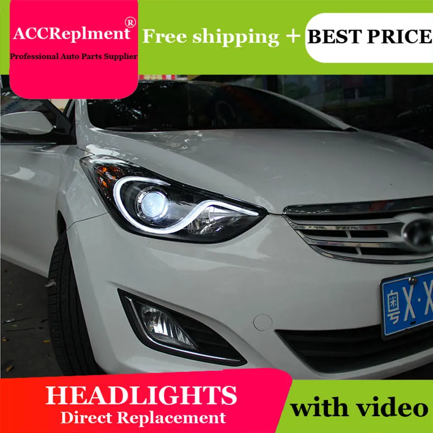 AUTO.PRO For Hyundai elantra headlights 2012 2015 Q5 bi xenon lens +H7