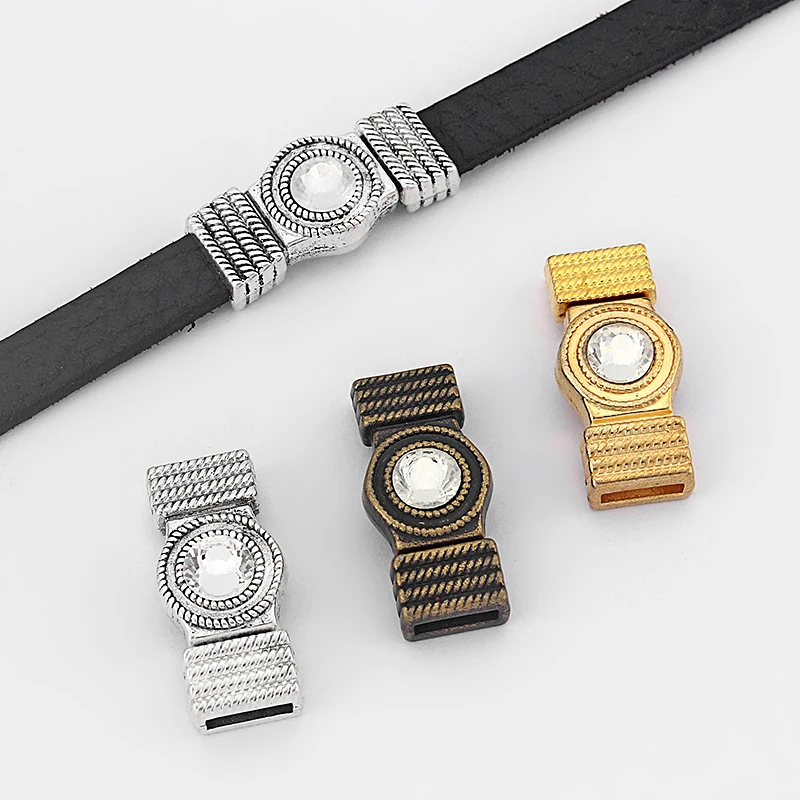 

3 Sets Rhinestone Magnetic Clasp 10x2mm Bracelet Findings For 5mm 10mm Flat Leather Cord