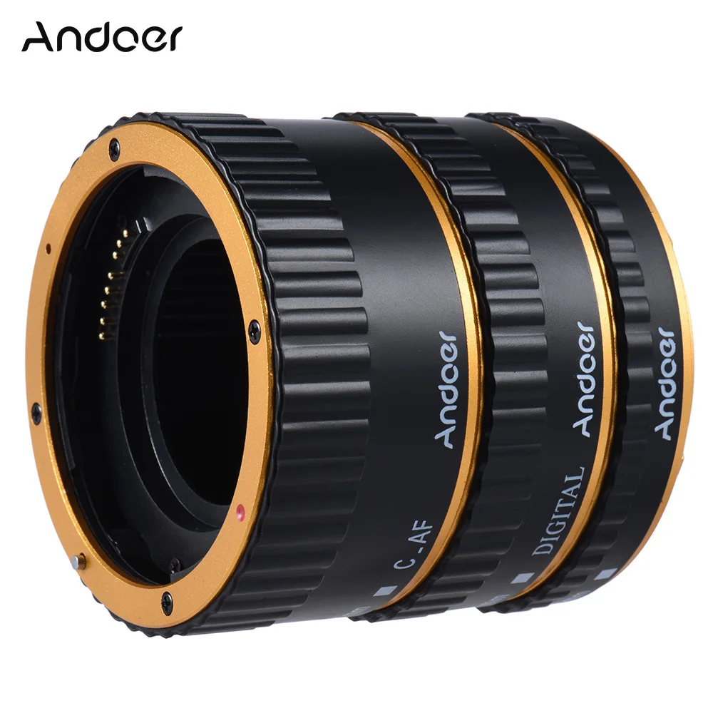 

Andoer Red Blue Silver Gold Metal TTL Auto Focus AF Macro Extension Tube Ring for Canon EOS EF EF-S 60D 7D 5D II 550D