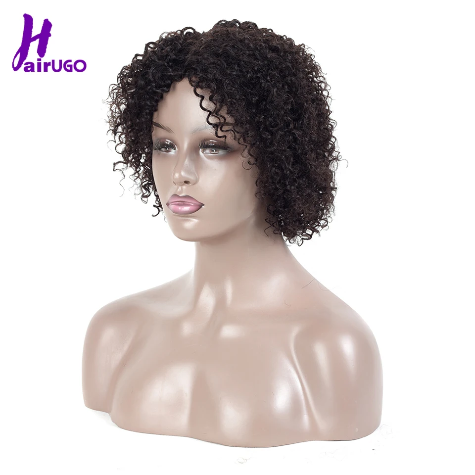 HairUGo Ombre Малайзийский курчавый парик короткие Джерри вьющиеся Синтетические волосы на кружеве человеческих волос парики для черный Для