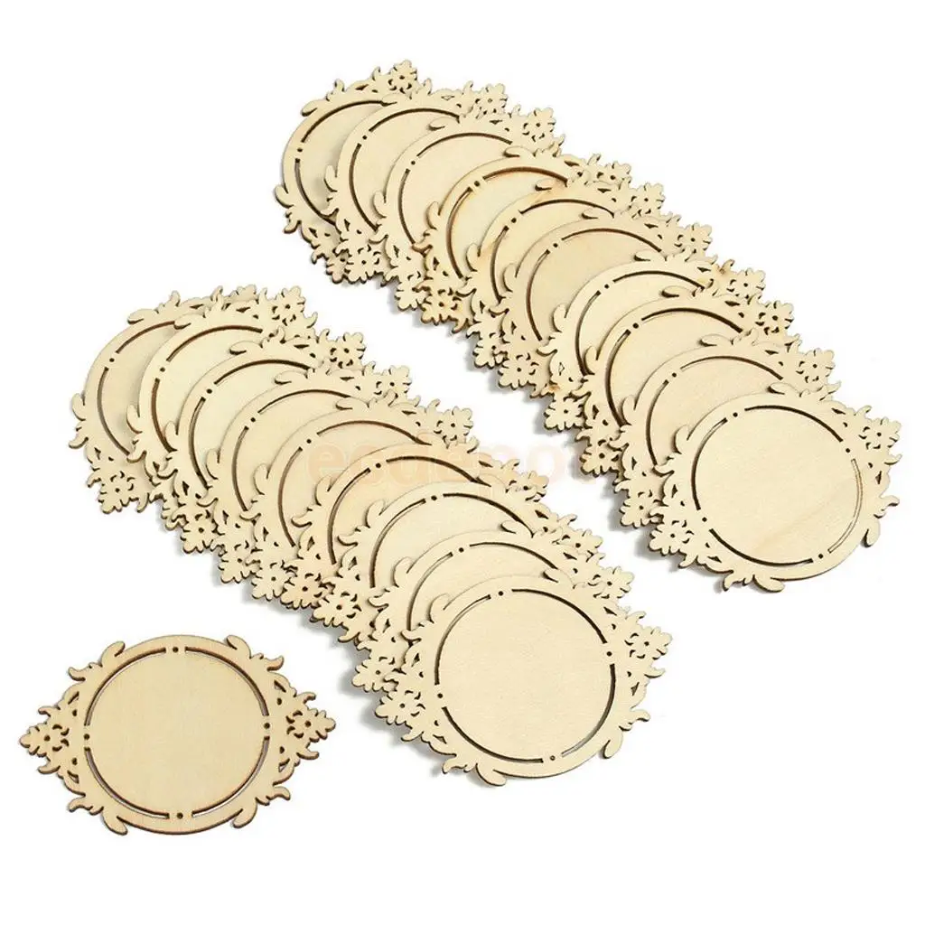 10pcs Vintage Wooden Mirror Frame Shapes Embellishment Ornament DIY