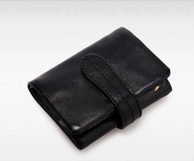 

100% Genuine Cow Leather Men Wallet Buckle Short Clutch Wallet Solid Vintage Men Hasp Wallet Small Male Coin Purse Cartera