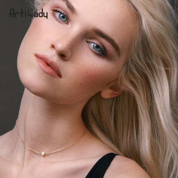Artilady ожерелье-чокер из настоящего жемчуга, модное золотое ожерелье на цепочке с пресноводным жемчугом для женщин, ювелирное изделие - Окраска металла: one smaller pearl