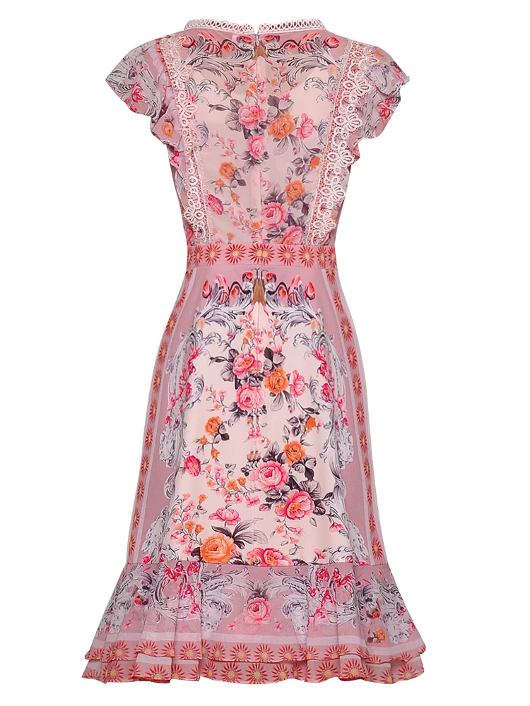 MoaaYina, модное дизайнерское подиумное платье, весна-лето, женское кружевное платье с цветочным принтом, элегантные платья с оборками