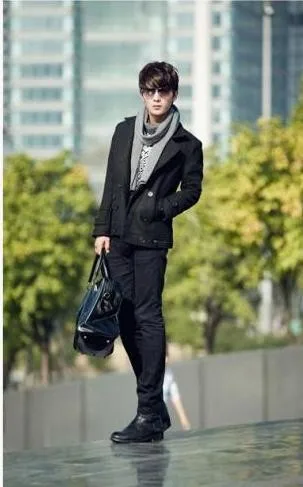 Черный серый 2019 Высокое качество Мужские куртки осень зима двубортные куртки для мужчин сращивания шерстяное пальто для мужчин S peacoat на