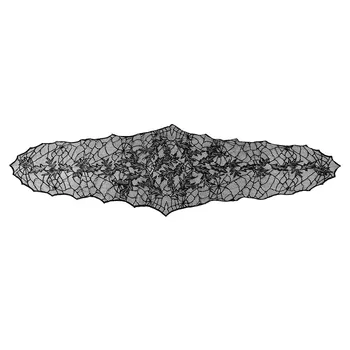 

Halloween Party Lace Leaf Web Tablecloth Fireplace Scarf Black Mantle