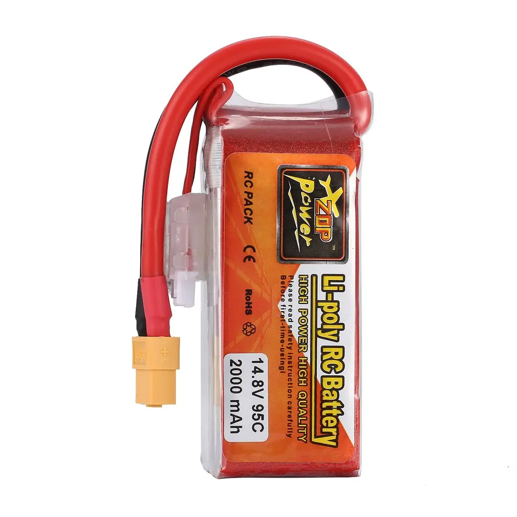 

ZOP Power14.8V 1500mAh 100C /2000mAh 95C 4S 1P Lipo Battery XT60 Plug Rechargeable for RC Racing Drone Helicopter Car Boat Model