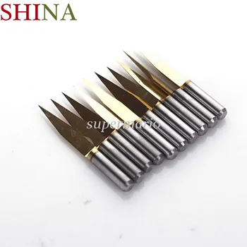 

10x Titanium Milling Cutters Coated Carbide PCB Engraving CNC Bit Router Tool 3.175 20 Degree 0.2mm Tip