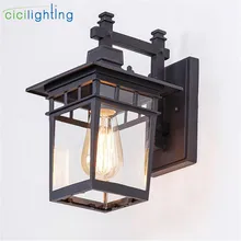 Винтажное художественное украшение Наружное освещение крыльца, алюминиевый+ стеклянный абажур водонепроницаемый E27 настенный светильник, Красный Бронзовый черный балкон бра