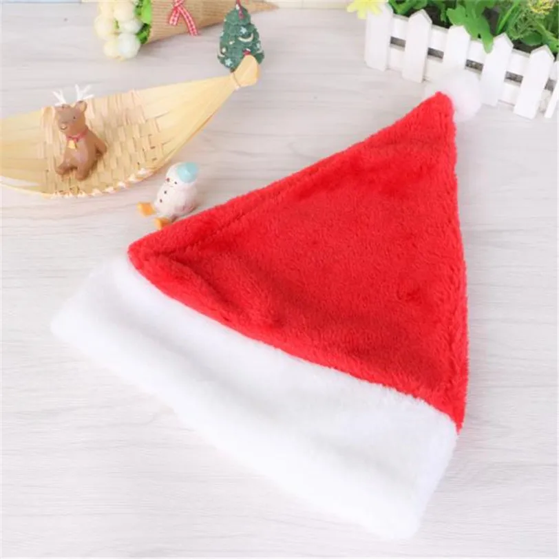 Рождественская шляпа Санта-Клауса, красная и белая шапка для костюма Санта-Клауса, новая бархатная шляпа, Праздничные рождественские украшения для дома