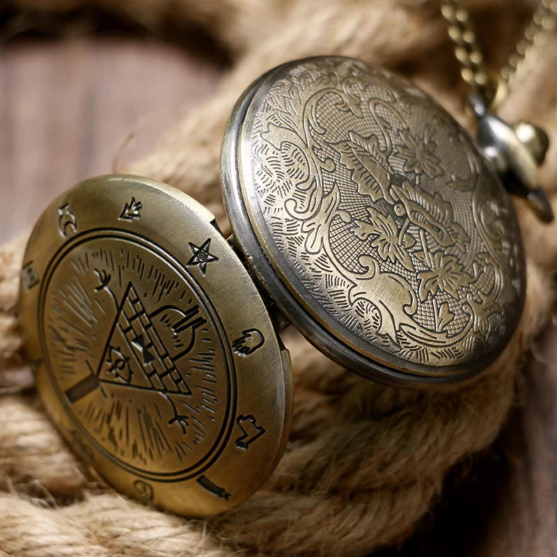 Винтажные бронзовые карманные часы с подвеской в виде глаза Провидения для мужчин и женщин