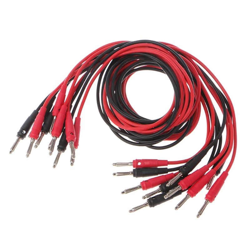 

OOTDTY 10 Pcs 4mm Male To Male Banana Plug Stackable 100cm 16AWG Test Charging Leads