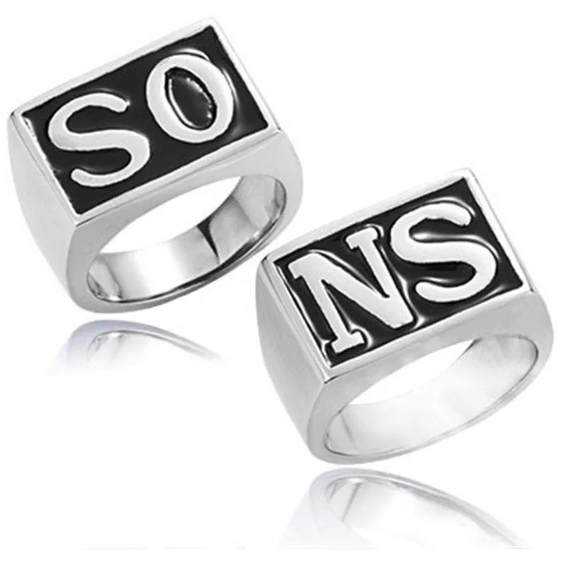 

2pcs The Sons Of Anarchy Rings Men Rock Punk Cosplay costume Silver Size 8-13 Harley Motorcycle ring finger