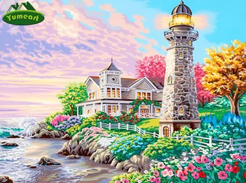 

Beacon Heart Bay Lighthouse Sea House 5D DIY Diamond Painting Cross Stitch of Diamonds Embroidery Mosaic for Home Bed Room Decor