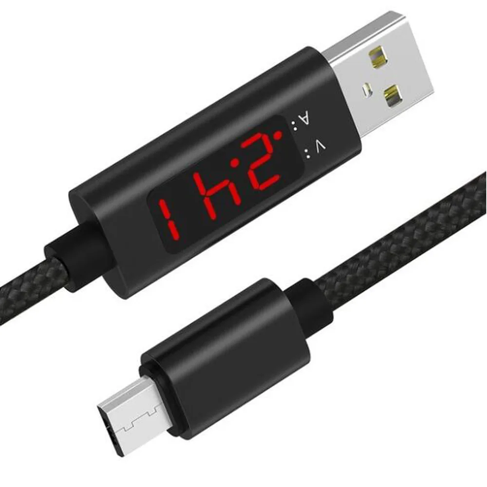 

LED Digital Micro USB Cable Lighting Charger V/A Display Charge Data Braided Cable For Samsung for Iphone 8 pin Cable Cargador