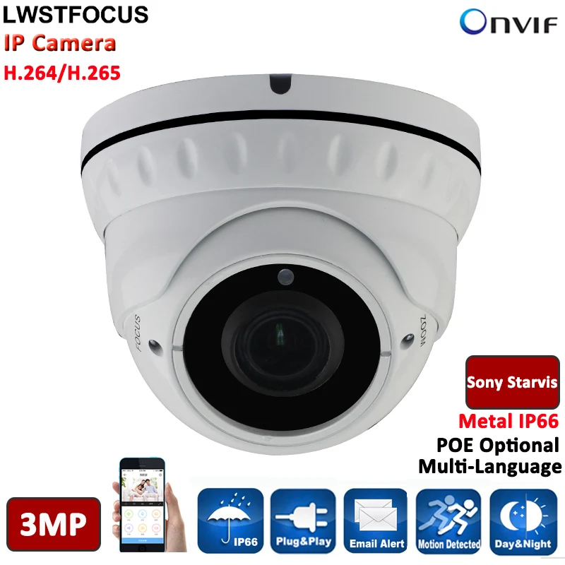 HJT 1080P IP Camera Internal POE Outdoor Security Network Onvif P2P Varifocal HD
