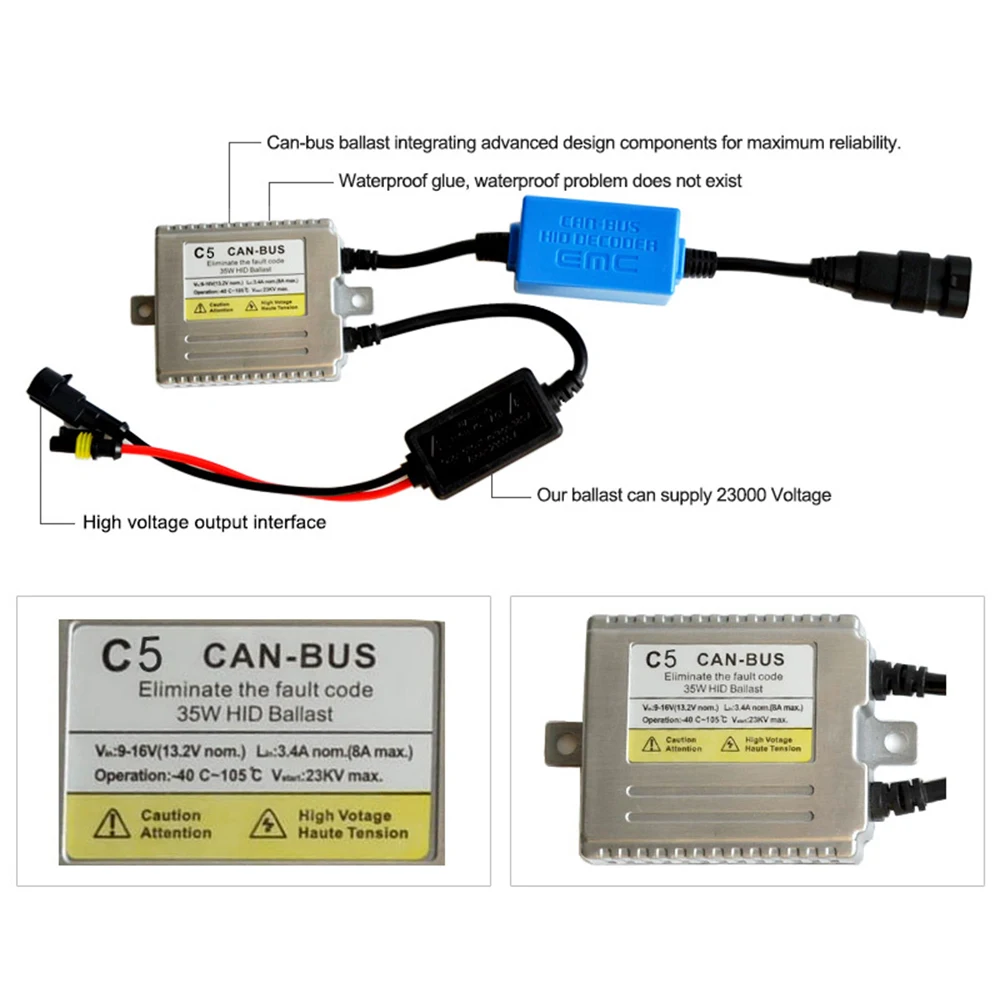 1 шт. Canbus переменный ток балластный резистор 55Вт HID для ксеноновый балласт H1 H3 H7 hid лампы 4300 K 5000 K 6000 K 8000 K 10000 K hid переменного тока 55 Вт балласт