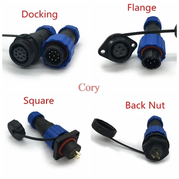 

16mm Waterproof connector 2/3/4/5/6/7/9 pin IP68 power cable connector Male plug and Female socket for 6-8mm Cable CZYC