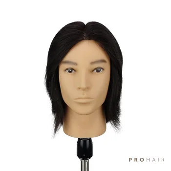 

PROHAIR 20CM 8'' 100% Human Hair Dark Brown Training Head Salon Male Mannequin Head Hairdressing Practice Training Doll Head