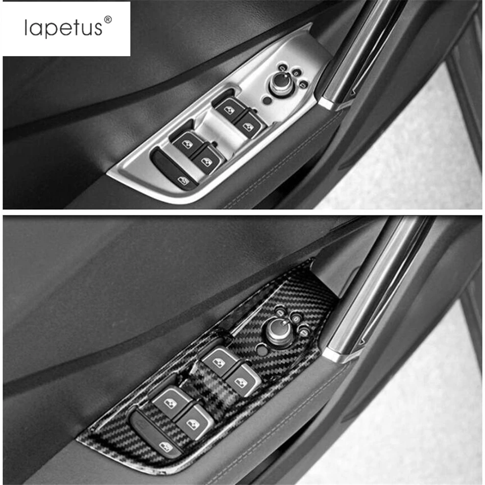 

Lapetus Accessories Fit For Audi Q2 2017 2018 2019 ABS Armrest Window Glass Lift Button Panel Cover Trim Matte Carbon Fiber Look