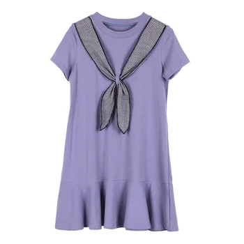 

Korean 2019 New Toddler Children Summer Dress Navy Style Bow Baby Princess Dress Ruffles Leisure Kids Dress for Girls,#5185