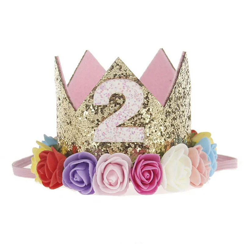 Детский день рождения шляпа корона принцессы ободок От 1 до 3 лет День рождения украшения детский душ 1-й День рождения товары для детской вечеринки - Цвет: Style 7