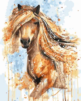

Frameless oil painting by numbers paint by number for home decor oil picture painting 5065 yellow horse