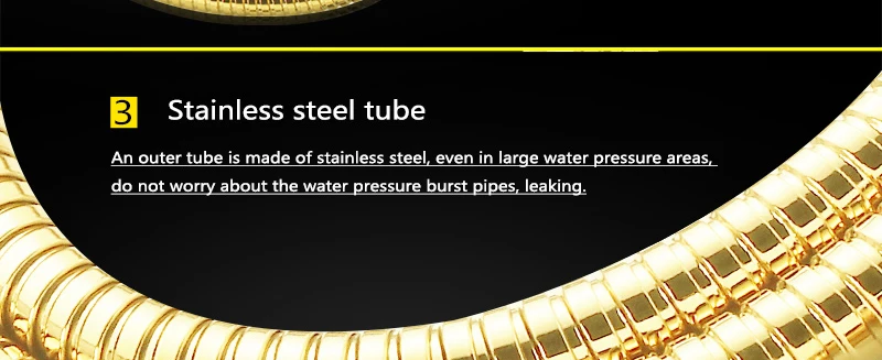 hm Shower Hose Brass Nut Double Lock Bathroom Replacement Anti-Explosion Stainless Steel 1.5M Gold Anti-Twist Plumbing Hose (21)
