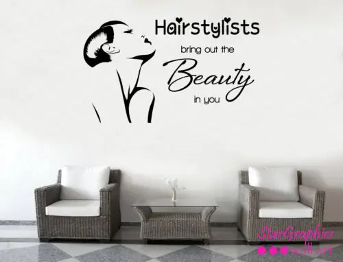 hairstylists beauty salon wall sticker girl hairdresser quote wall