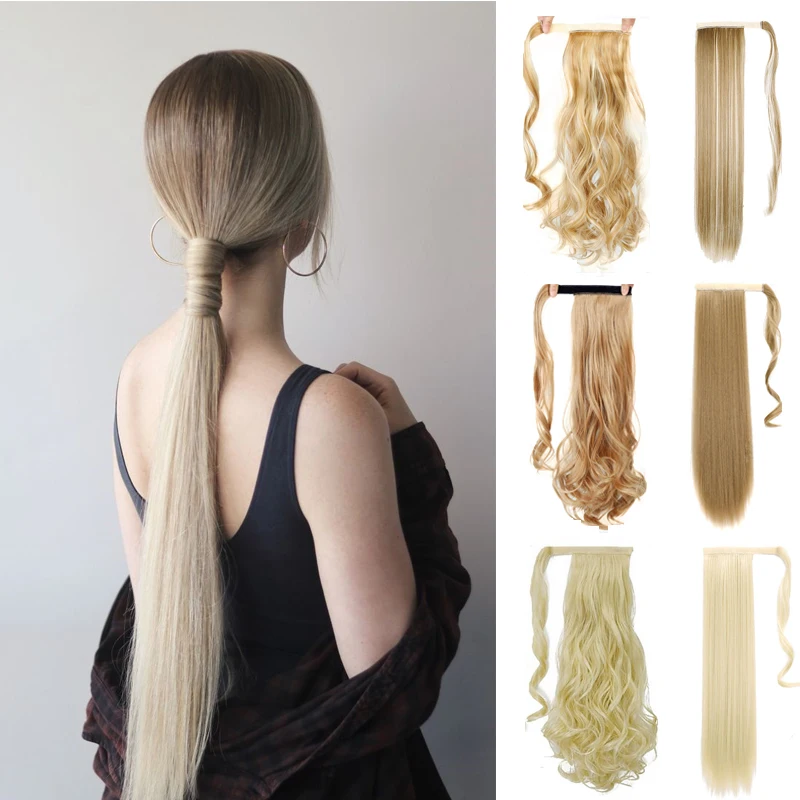 

MSTN 24" 120g Straight Clip In Hair Tail False Hair Ponytail Hairpiece With Hairpins Synthetic Hair PonyTail Hair Extensions