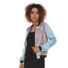 Модная удобная женская куртка-бомбер, мандала, Простой Синий принт, Jaqueta Feminina, Повседневная тонкая Базовая куртка для женщин