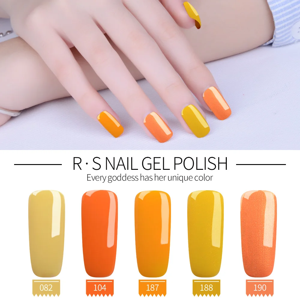 RS УФ цветной гель для ногтей лак желтый orange серия Гель Маникюр uv led набор Лаки