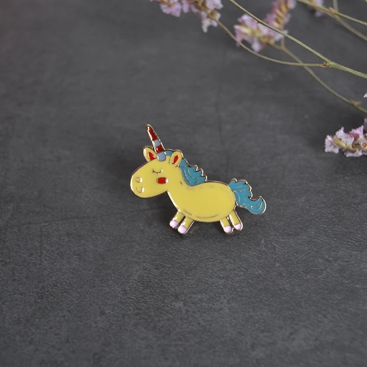 

WEISHUOLI Cartoon Cute Metal Unicorn Enamel Animal Brooch Badge Collar Pin Clothes Bag Accessories For Women