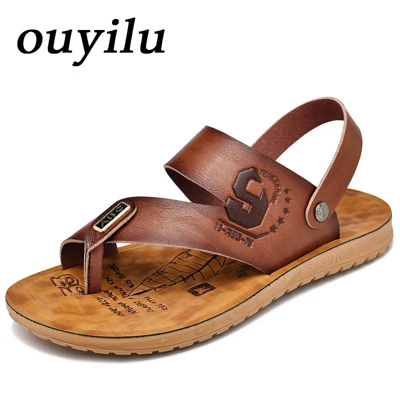 

Ouyilu 2018 Men's Shoes Crocs Shoes Man Brand Outdoor Sandals Beach shoes Sneakers Antiskid and wear-resistant Cow Leather