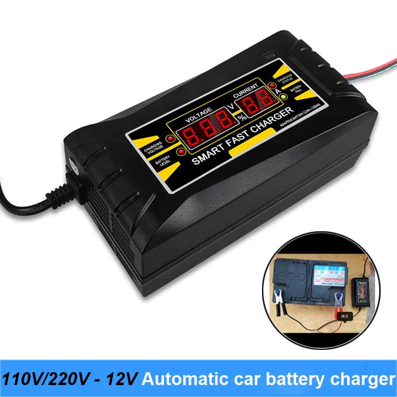 Full Automatic Car Battery Charger 110V/220V To 12V 6A 10A Smart Fast Power Charging Suitable for car motorcycle battery Turmera |
