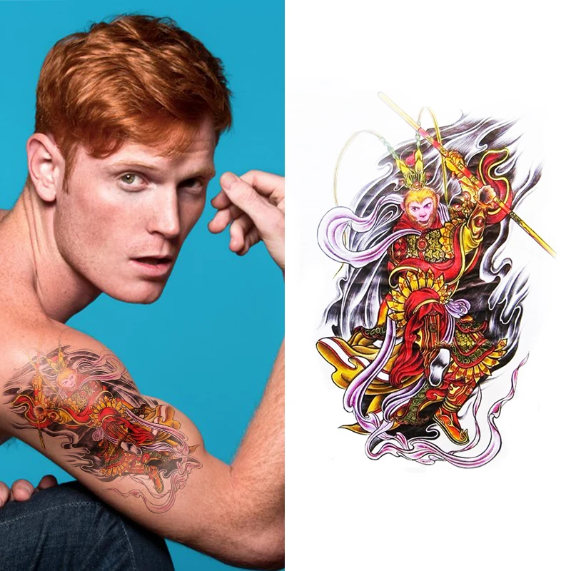 中国有名な神話キャラクター猿王デザインクールメンズアート防水一時的な入れ墨ステッカー Tattoo Sticker Waterproof Temporary Tattoo Stickertemporary Tattoo Sticker Aliexpress